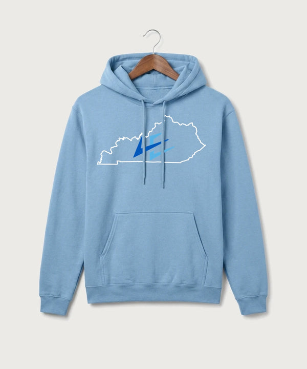 Leading Edge Kentucky Team Store - Tundra Blue Port & Co Core Fleece Pullover Hooded Sweatshirt. PC78H