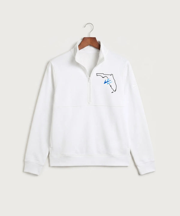 Leading Edge Florida Team Store - White Nike Club Fleece Sleeve Swoosh 1/2-Zip NKDX6718