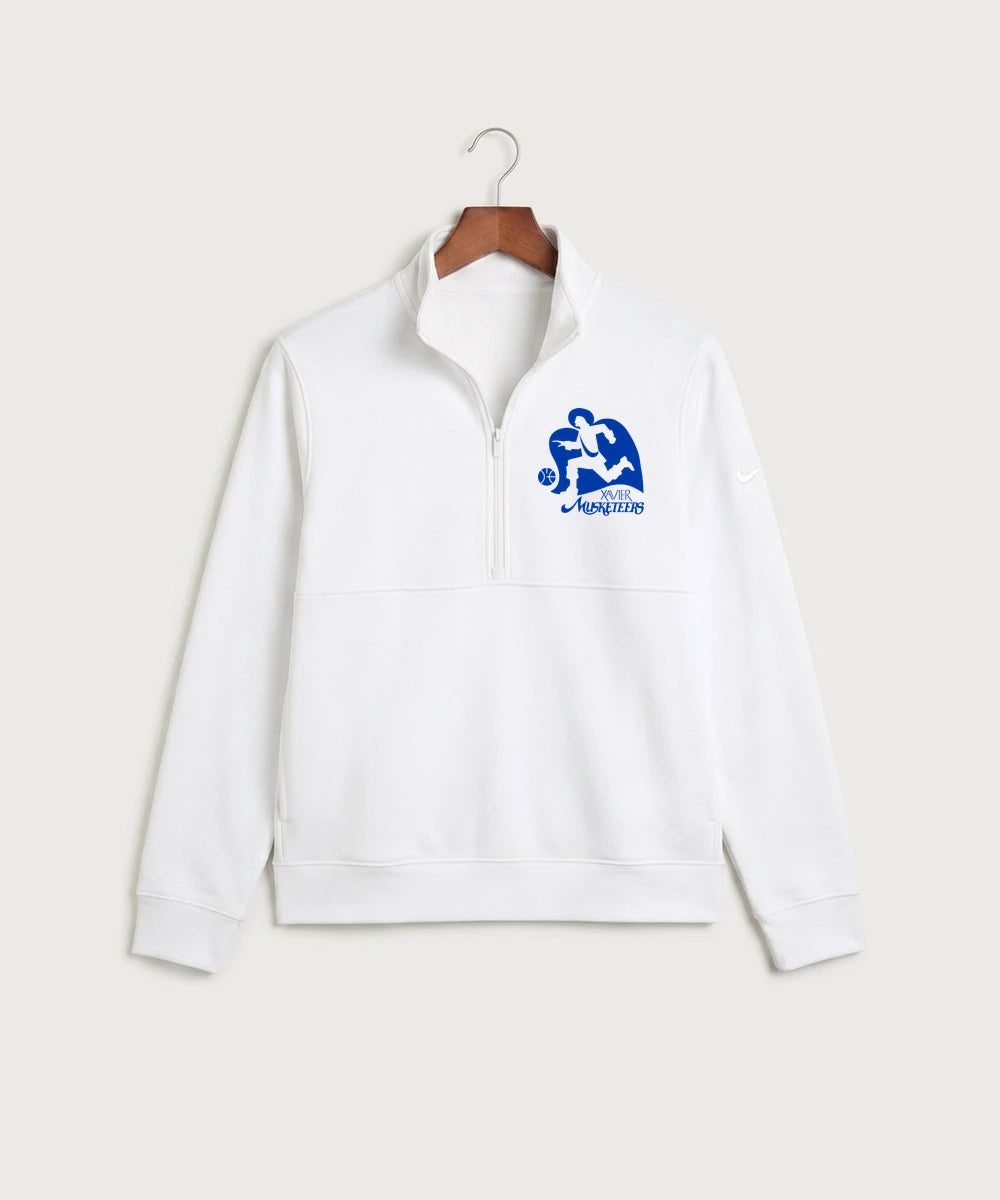 GhostFit Team Store E2E 1790034338 - White Nike Club Fleece Sleeve Swoosh 1/2-Zip NKDX6718