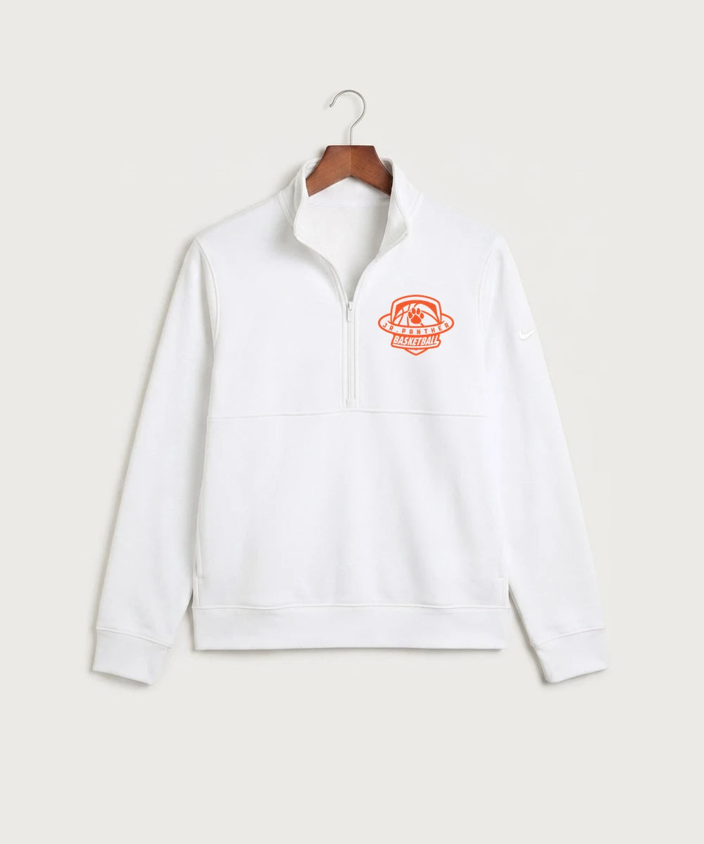 Jr Panther Basketball - White Nike Club Fleece Sleeve Swoosh 1/2-Zip NKDX6718