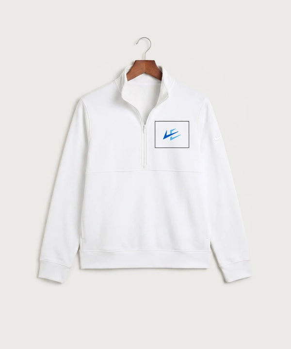 Leading Edge Wyoming Team Store - White Nike Club Fleece Sleeve Swoosh 1/2-Zip NKDX6718