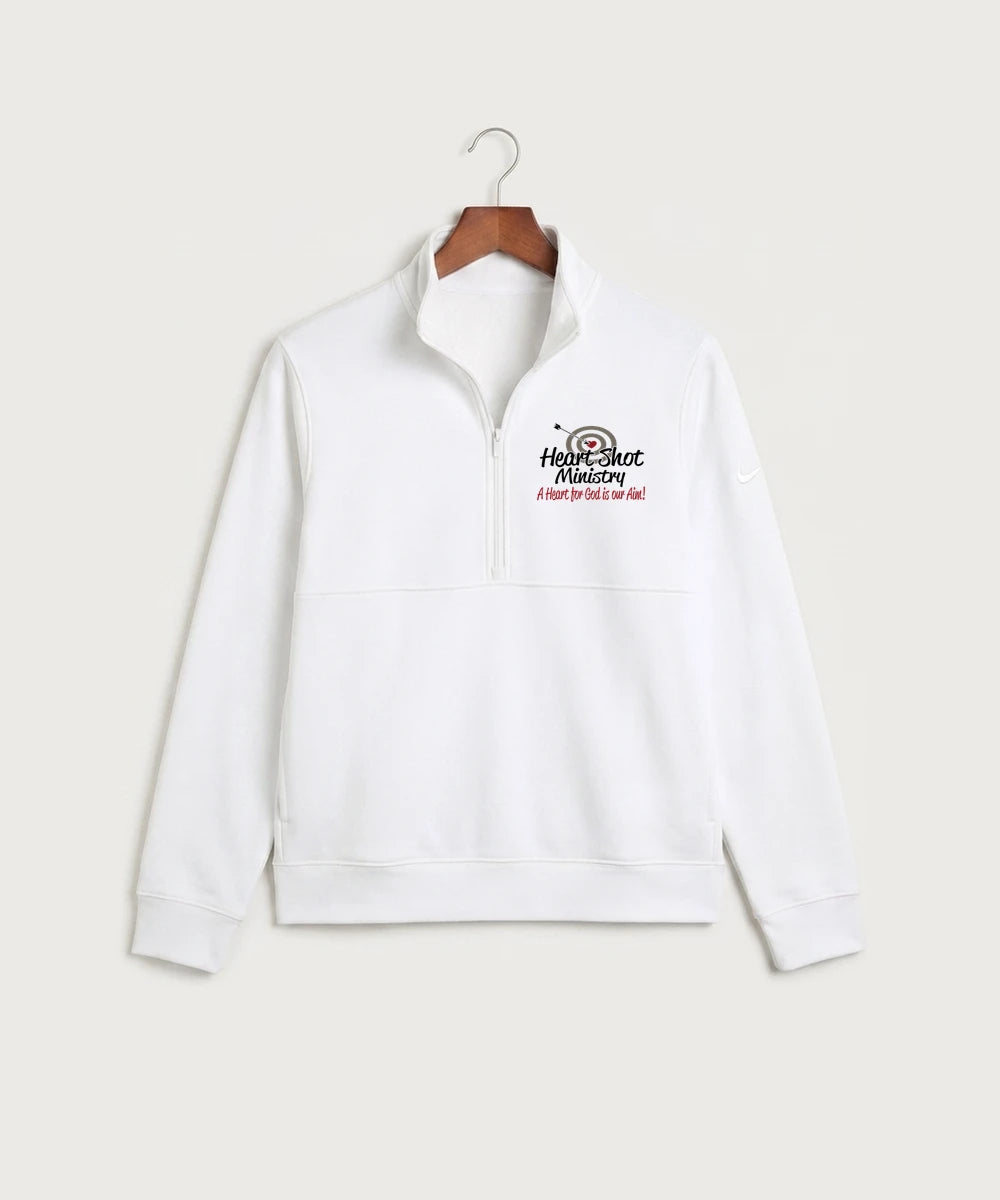 Heart Shot Ministry Archery Team Store - White Nike Club Fleece Sleeve Swoosh 1/2-Zip NKDX6718