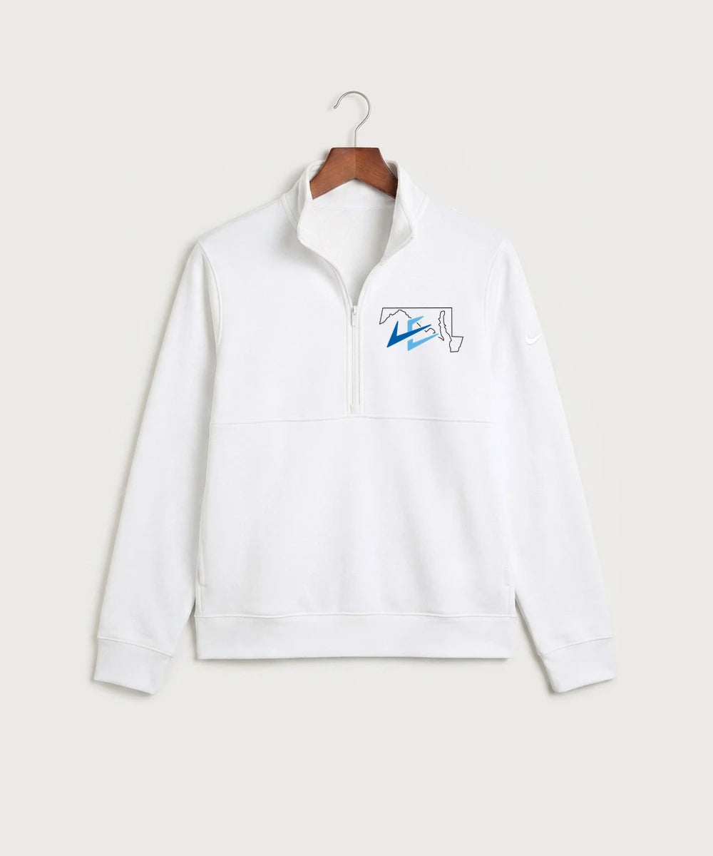 Leading Edge Maryland Team Store - White Nike Club Fleece Sleeve Swoosh 1/2-Zip NKDX6718