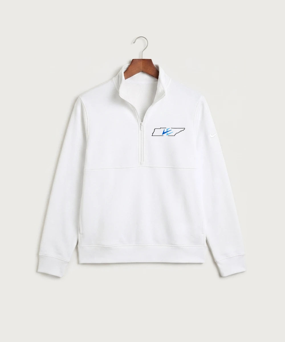 Leading Edge Tennessee Team Store - White Nike Club Fleece Sleeve Swoosh 1/2-Zip NKDX6718