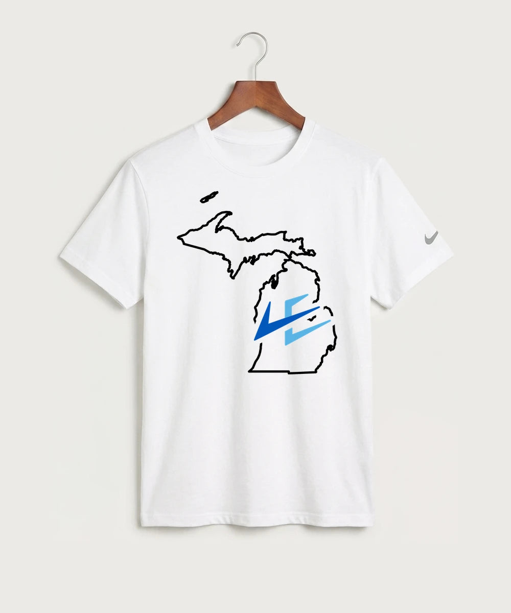 Leading Edge Michigan Team Store - White Nike Swoosh Sleeve rLegend Tee NKDX8730