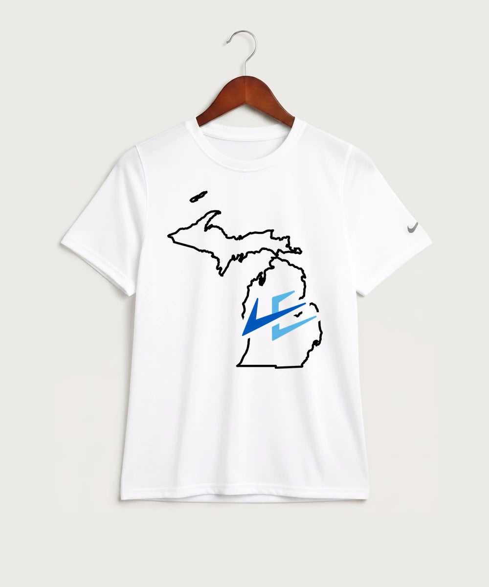 Leading Edge Michigan Team Store - White Nike Youth Swoosh Sleeve rLegend Tee NKDX8787