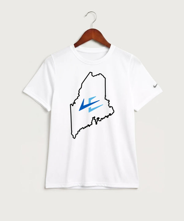 Leading Edge Maine Team Store - White Nike Youth Swoosh Sleeve rLegend Tee NKDX8787