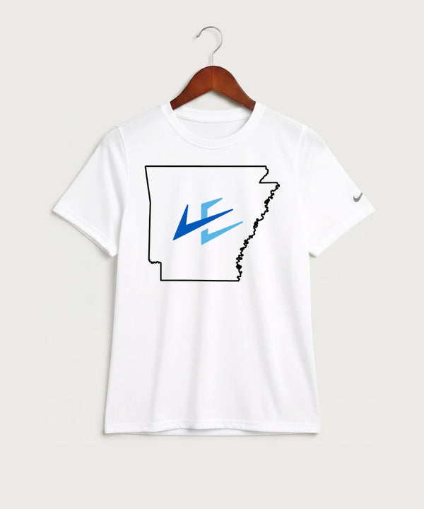 Leading Edge Arkansas Team Store - White Nike Youth Swoosh Sleeve rLegend Tee NKDX8787