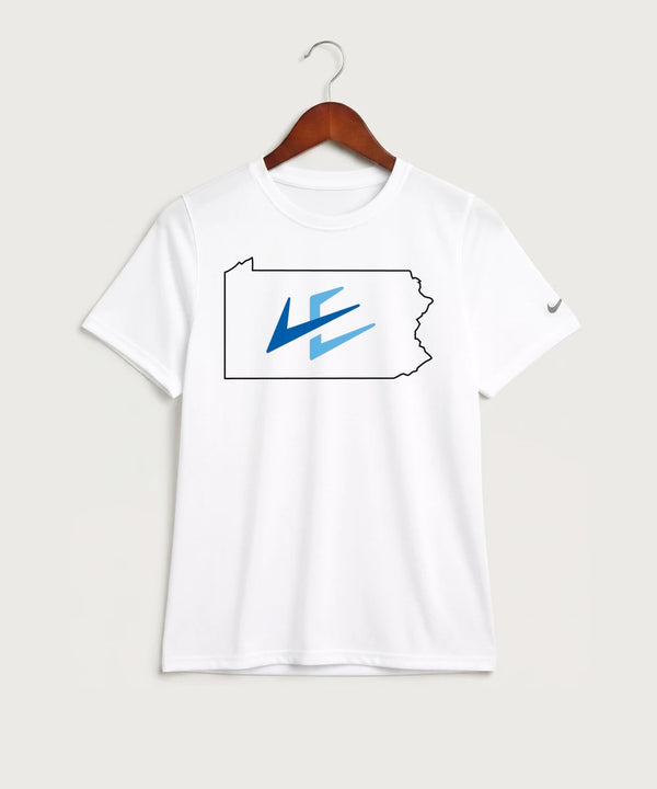 Leading Edge Pennsylvania Team Store - White Nike Youth Swoosh Sleeve rLegend Tee NKDX8787