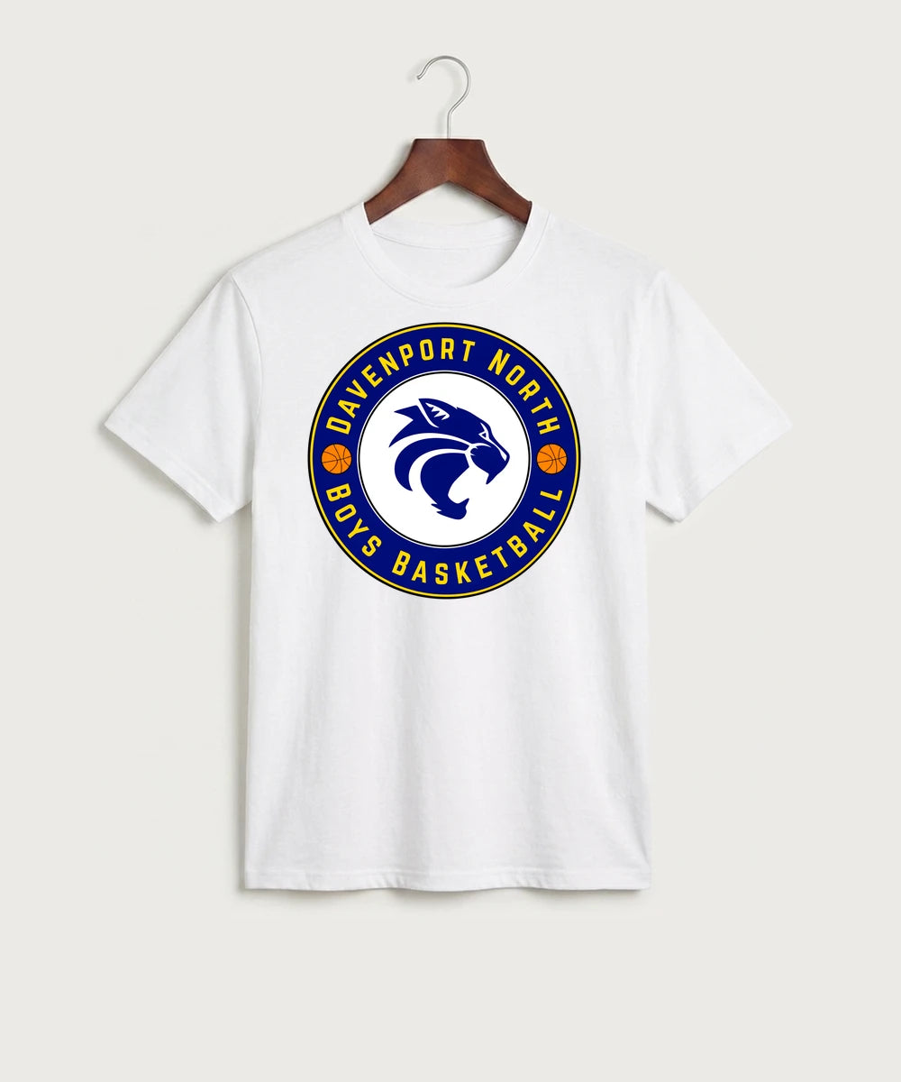 Davenport North High School Basketball Team Store - White Port & Co Core Cotton Tee. PC54