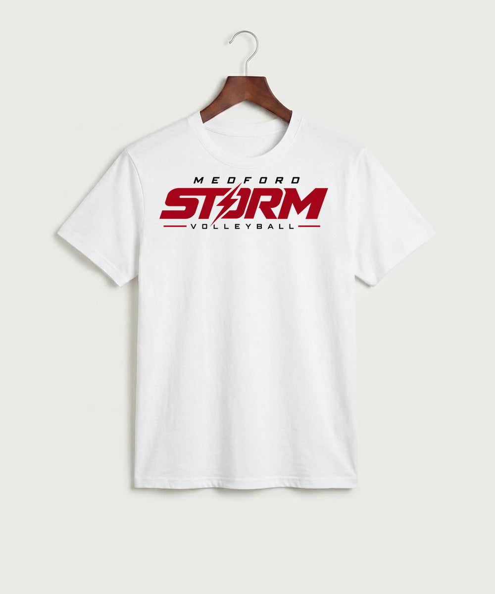 Medford Storm High School Volleyball Team Store - White Port & Co Core Cotton Tee. PC54