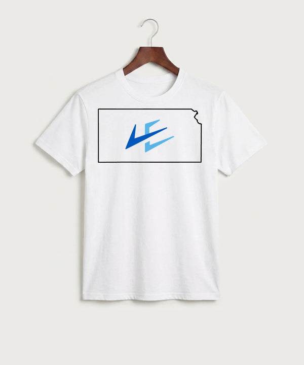 Leading Edge Kansas Team Store - White Port & Co Core Cotton Tee. PC54