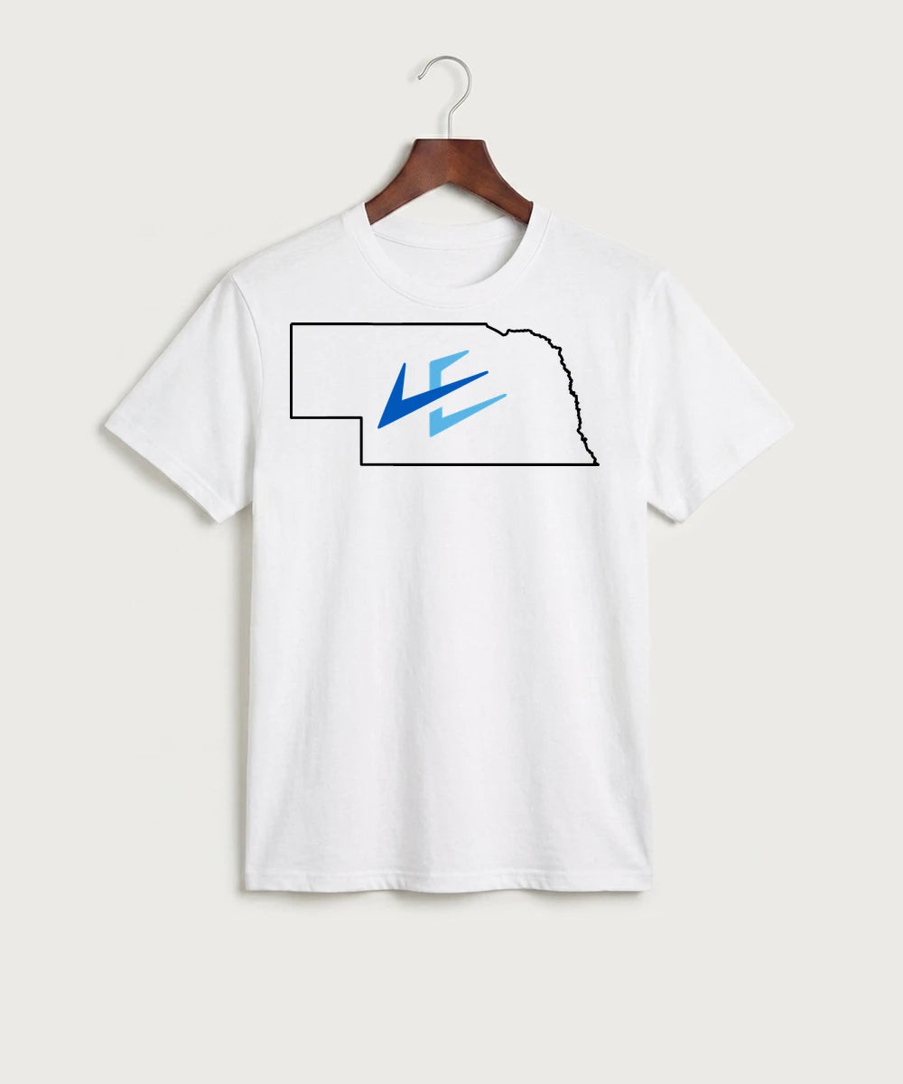 Leading Edge Nebraska Team Store - White Port & Co Core Cotton Tee. PC54