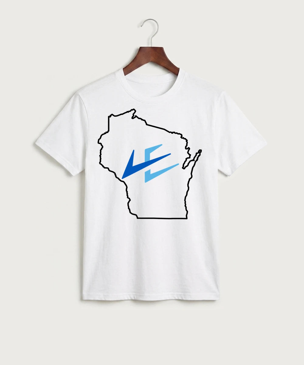 Leading Edge Wisconsin Team Store - White Port & Co Core Cotton Tee. PC54