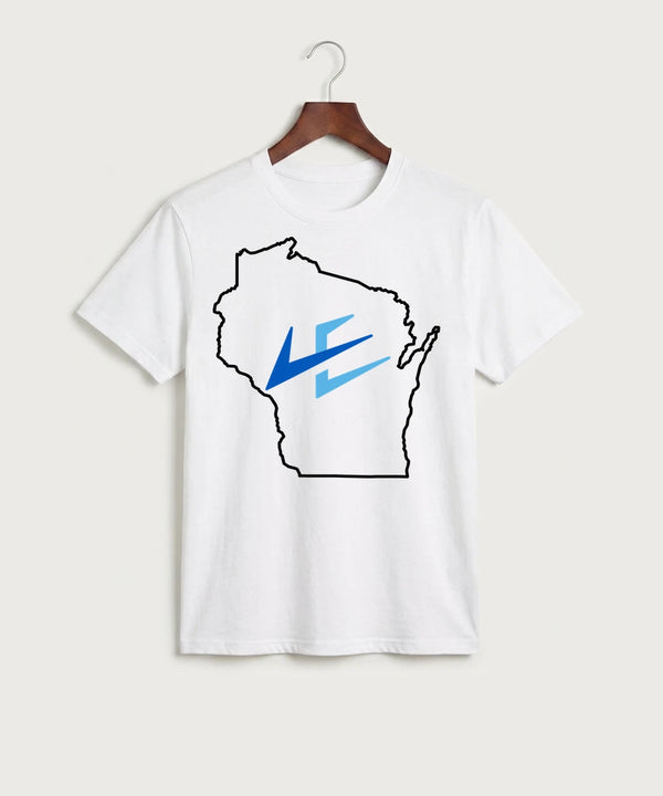 Leading Edge Wisconsin Team Store - White Port & Co Core Cotton Tee. PC54