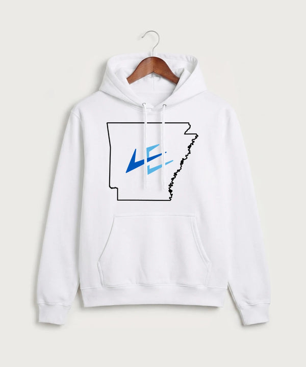 Leading Edge Arkansas Team Store - White Port & Co Core Fleece Pullover Hooded Sweatshirt. PC78H