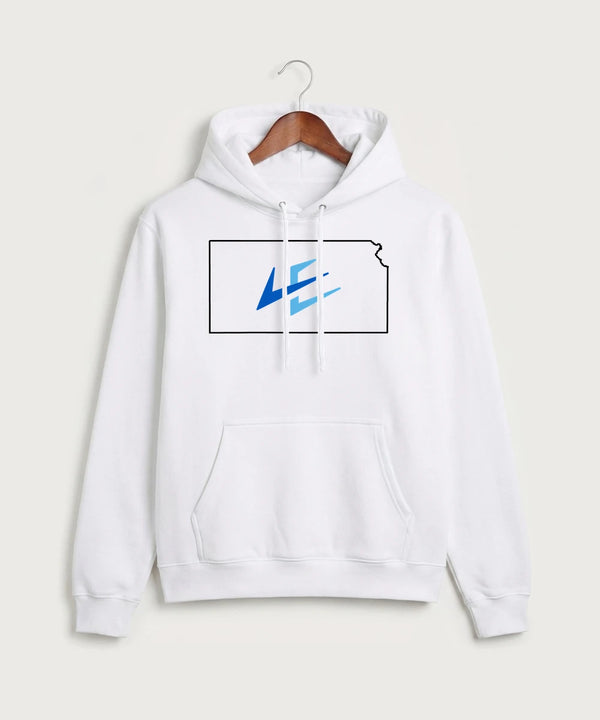 Leading Edge Kansas Team Store - White Port & Co Core Fleece Pullover Hooded Sweatshirt. PC78H