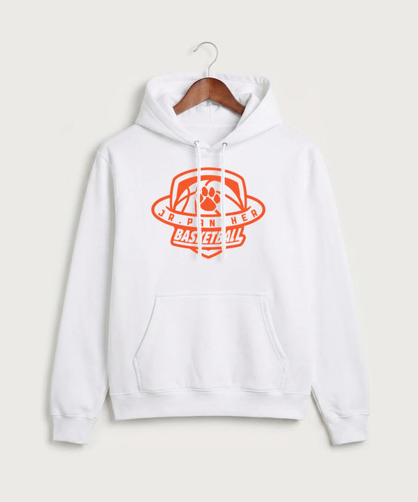 Jr Panther Basketball - White Port & Co Core Fleece Pullover Hooded Sweatshirt. PC78H