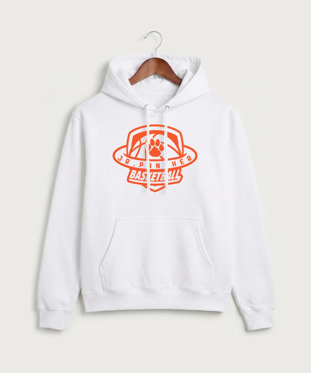 Jr Panther Basketball - White Port & Co Core Fleece Pullover Hooded Sweatshirt. PC78H