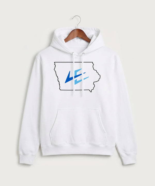Leading Edge Iowa Team Store - White Port & Co Core Fleece Pullover Hooded Sweatshirt. PC78H