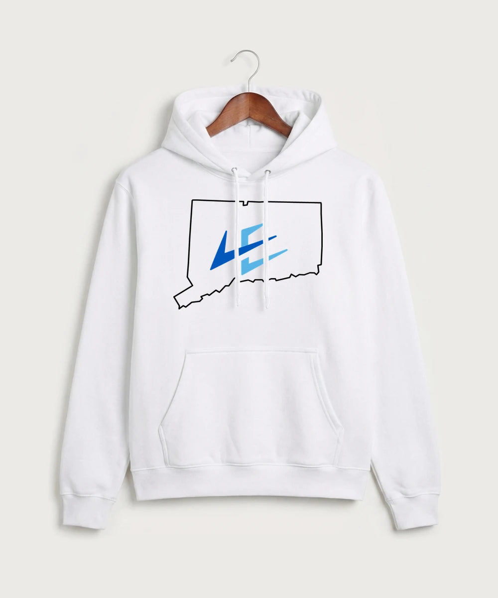 Leading Edge Connecticut Team Store - White Port & Co Core Fleece Pullover Hooded Sweatshirt. PC78H
