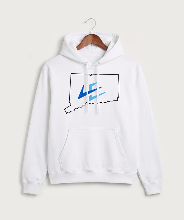 Leading Edge Connecticut Team Store - White Port & Co Core Fleece Pullover Hooded Sweatshirt. PC78H