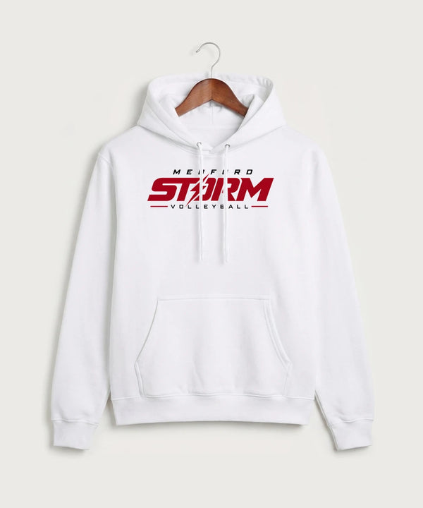 Medford Storm High School Volleyball Team Store - White Port & Co Core Fleece Pullover Hooded Sweatshirt. PC78H