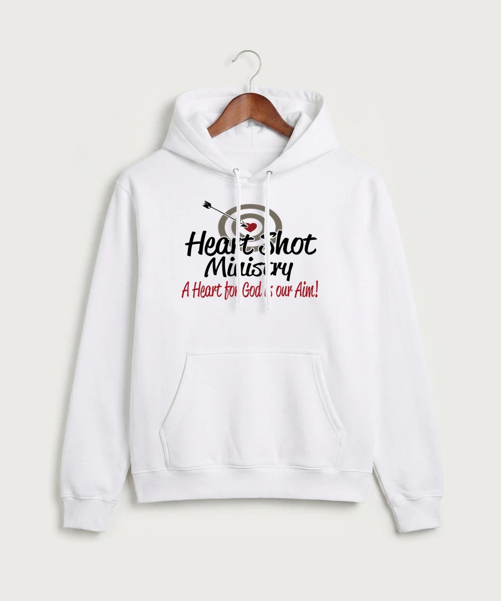 Heart Shot Ministry Archery Team Store - White Port & Co Core Fleece Pullover Hooded Sweatshirt. PC78H
