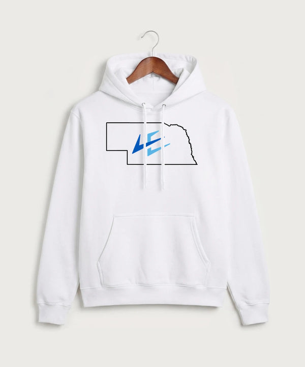 Leading Edge Nebraska Team Store - White Port & Co Core Fleece Pullover Hooded Sweatshirt. PC78H
