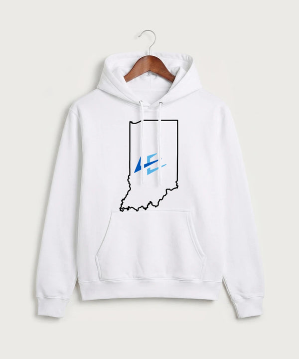 Leading Edge Indiana Team Store - White Port & Co Core Fleece Pullover Hooded Sweatshirt. PC78H