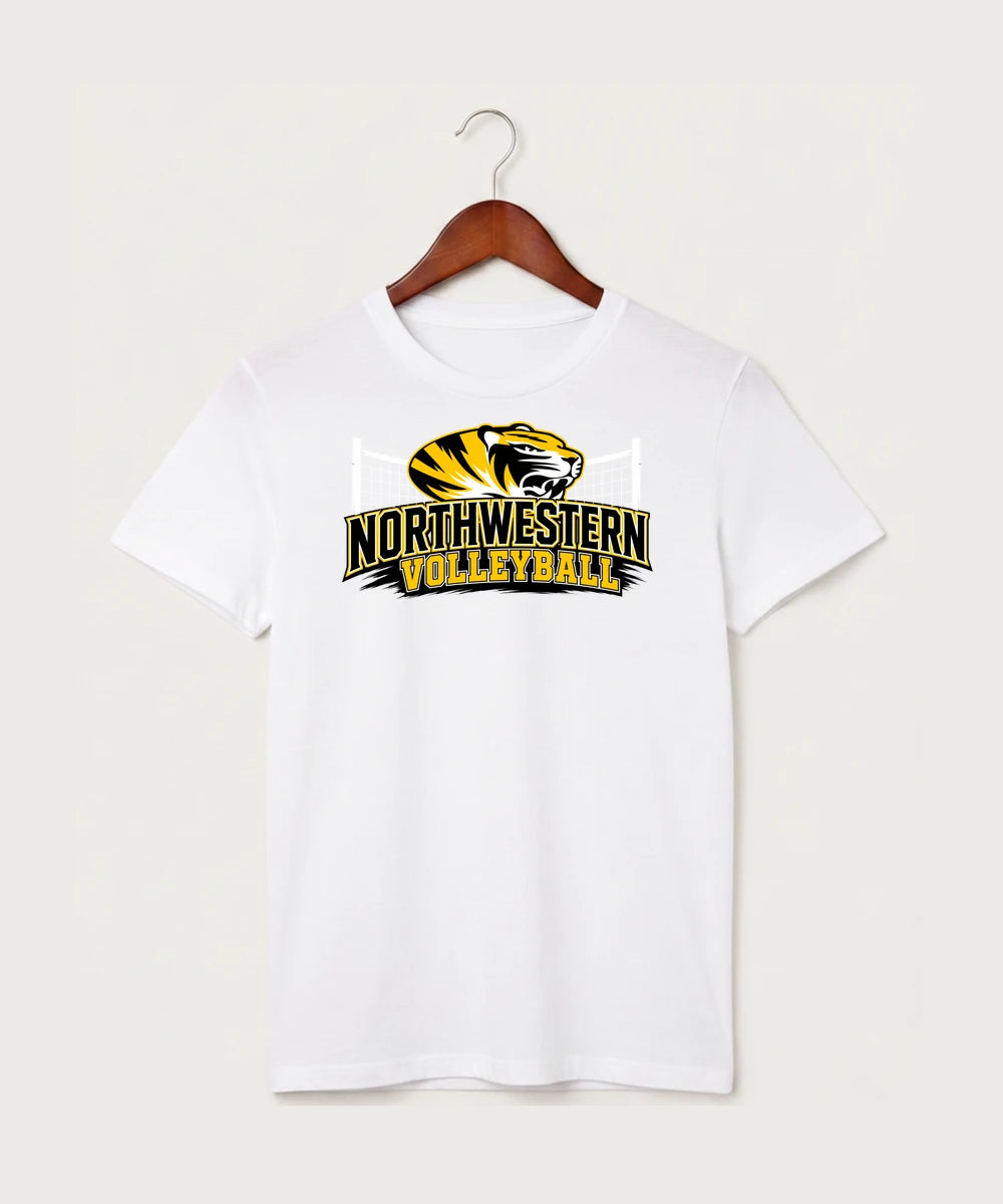 Northwestern Volleyball - White T-Shirt - Full Front