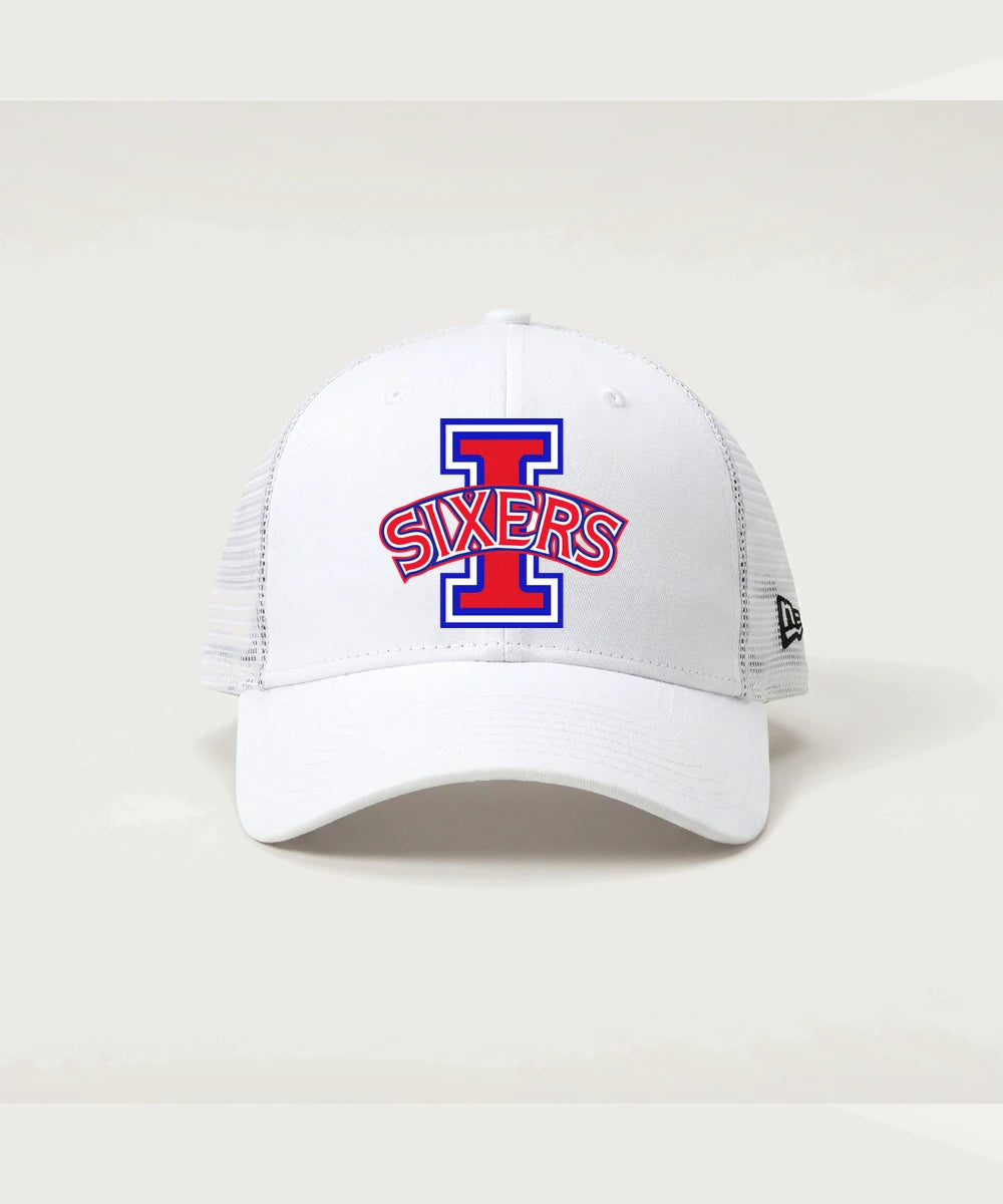 Independence High School Cheer Team - Flag White/ White New Era - Stretch Mesh Cap. NE1020