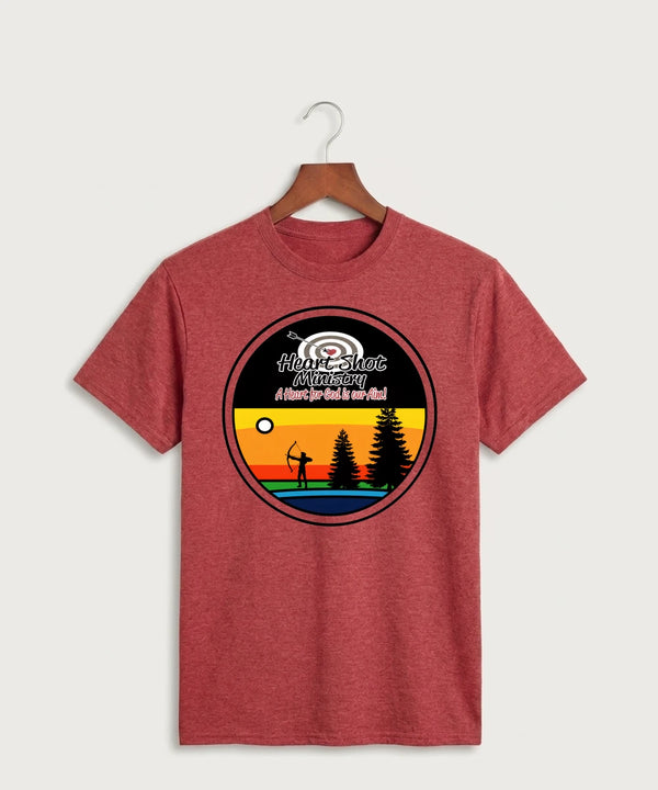 Heart Shot Ministry Archery Team Store - Heather Red Port & Co Core Cotton Tee. PC54
