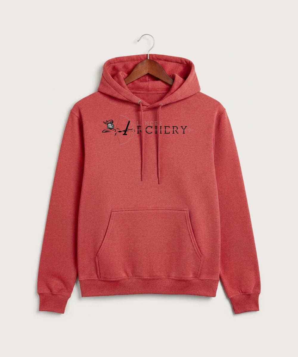 Lancer Archer Club Archery Team Store - Heather Red Port & Co Core Fleece Pullover Hooded Sweatshirt. PC78H