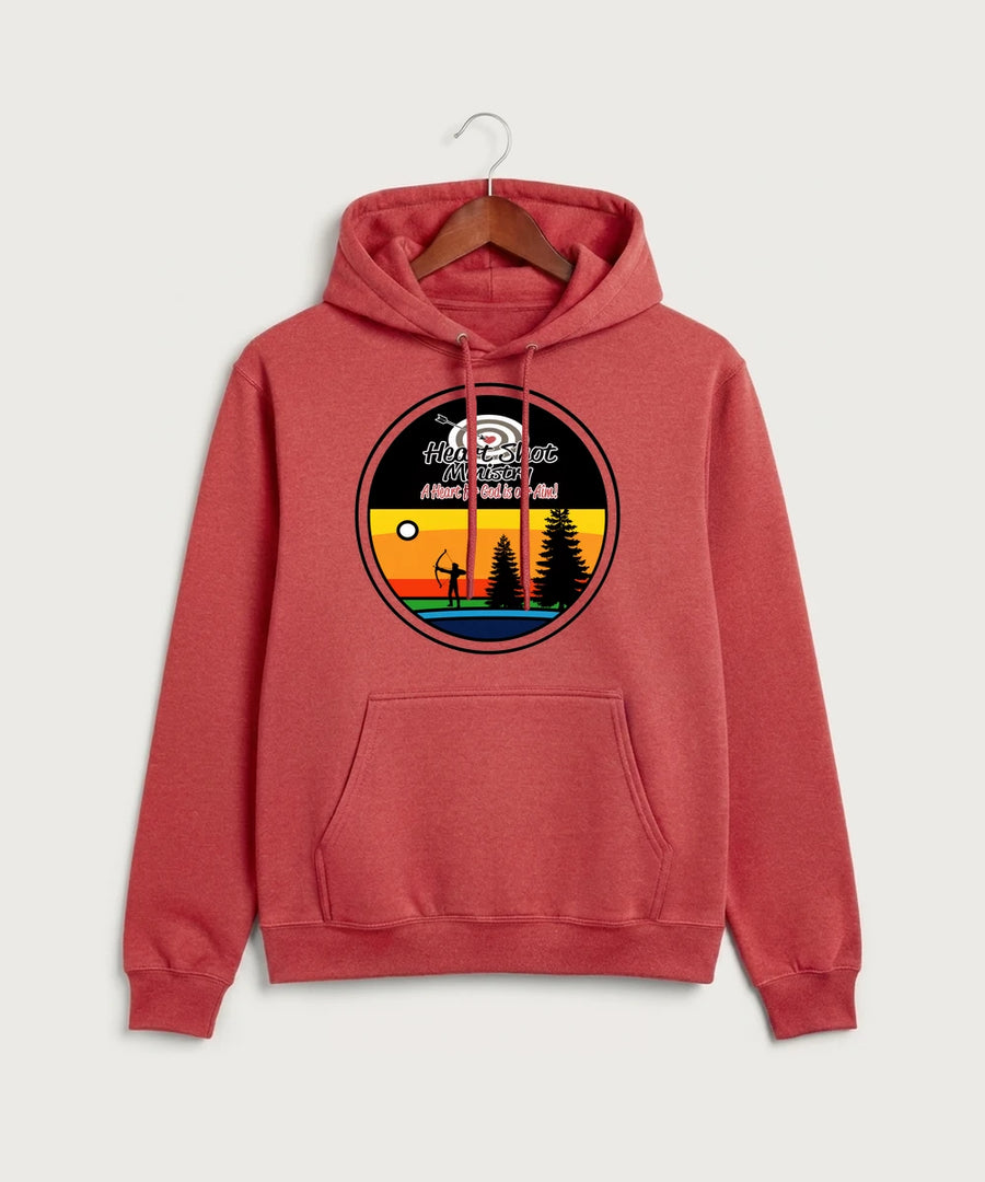 Heart Shot Ministry Archery Team Store - Heather Red Port & Co Core Fleece Pullover Hooded Sweatshirt. PC78H