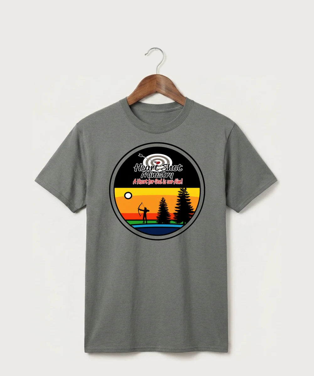 Heart Shot Ministry Archery Team Store - Medium Grey Port & Co Core Cotton Tee. PC54
