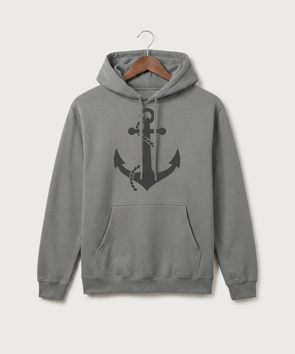 Fulton High School Football (Boys) - Medium Grey Port & Co Core Fleece Pullover Hooded Sweatshirt. PC78H