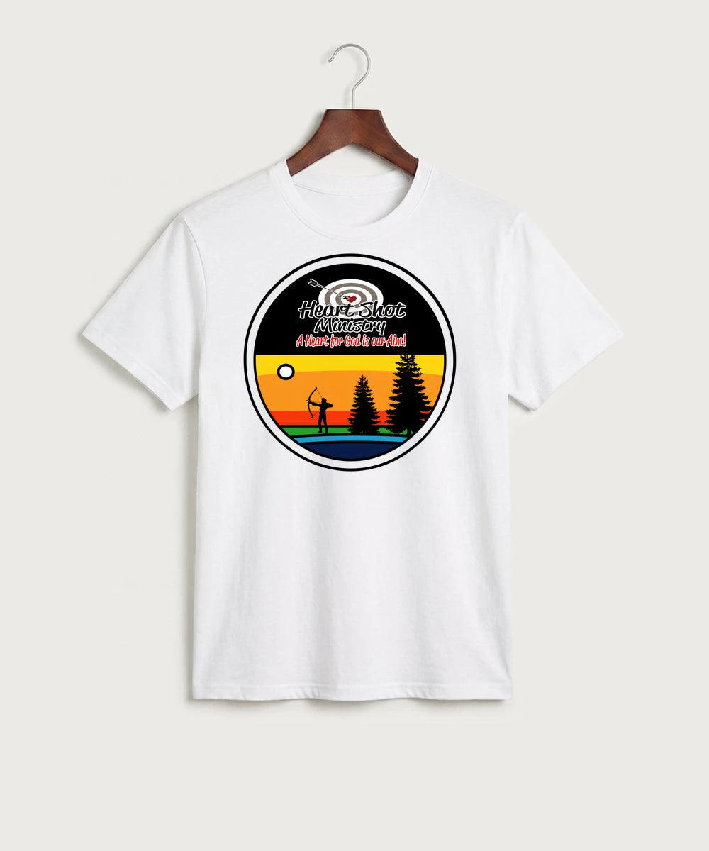 Heart Shot Ministry Archery Team Store - White Port & Co Core Cotton Tee. PC54