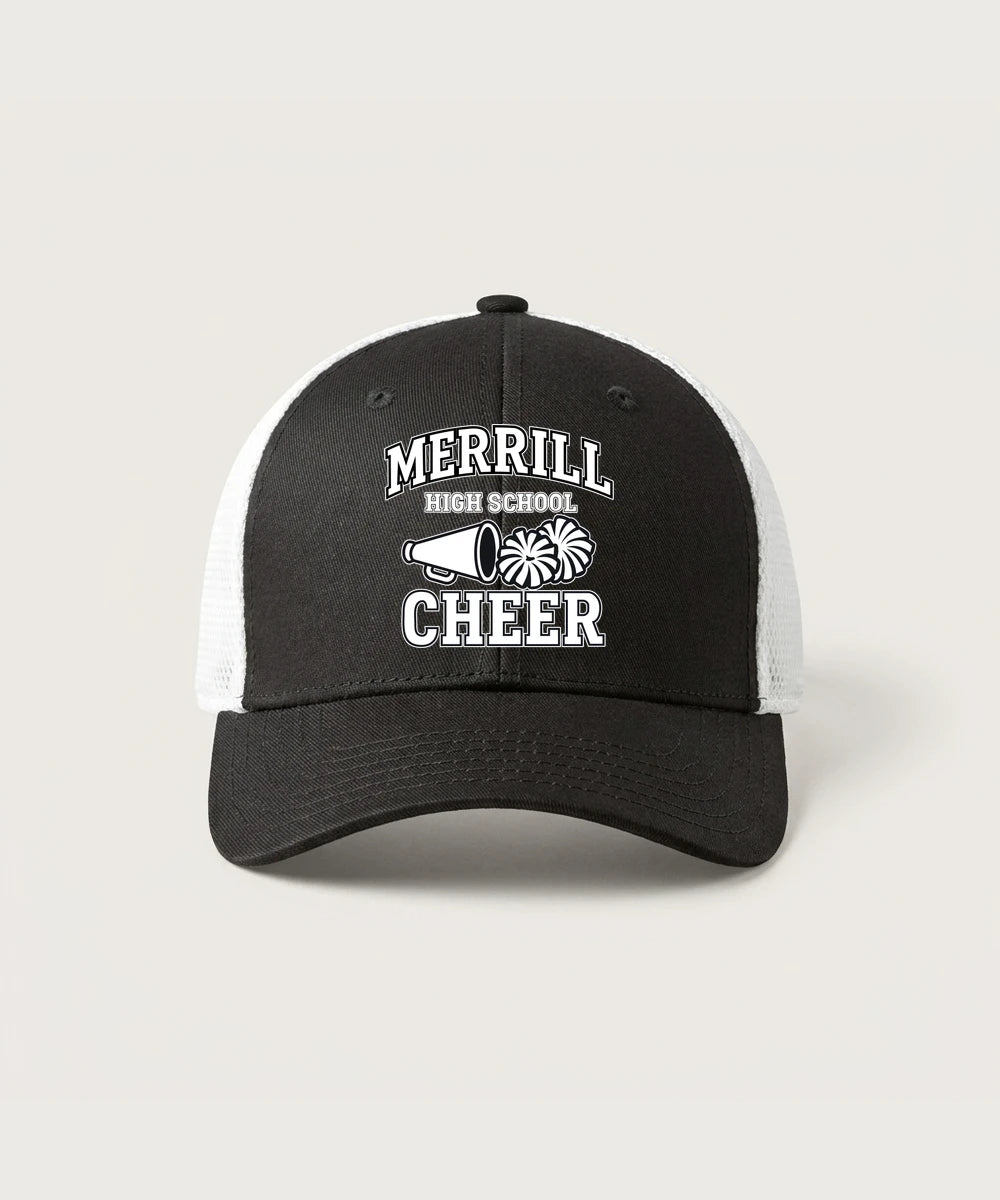Merrill Dance and Cheer - Black/ White New Era - Stretch Mesh Cap. NE1020