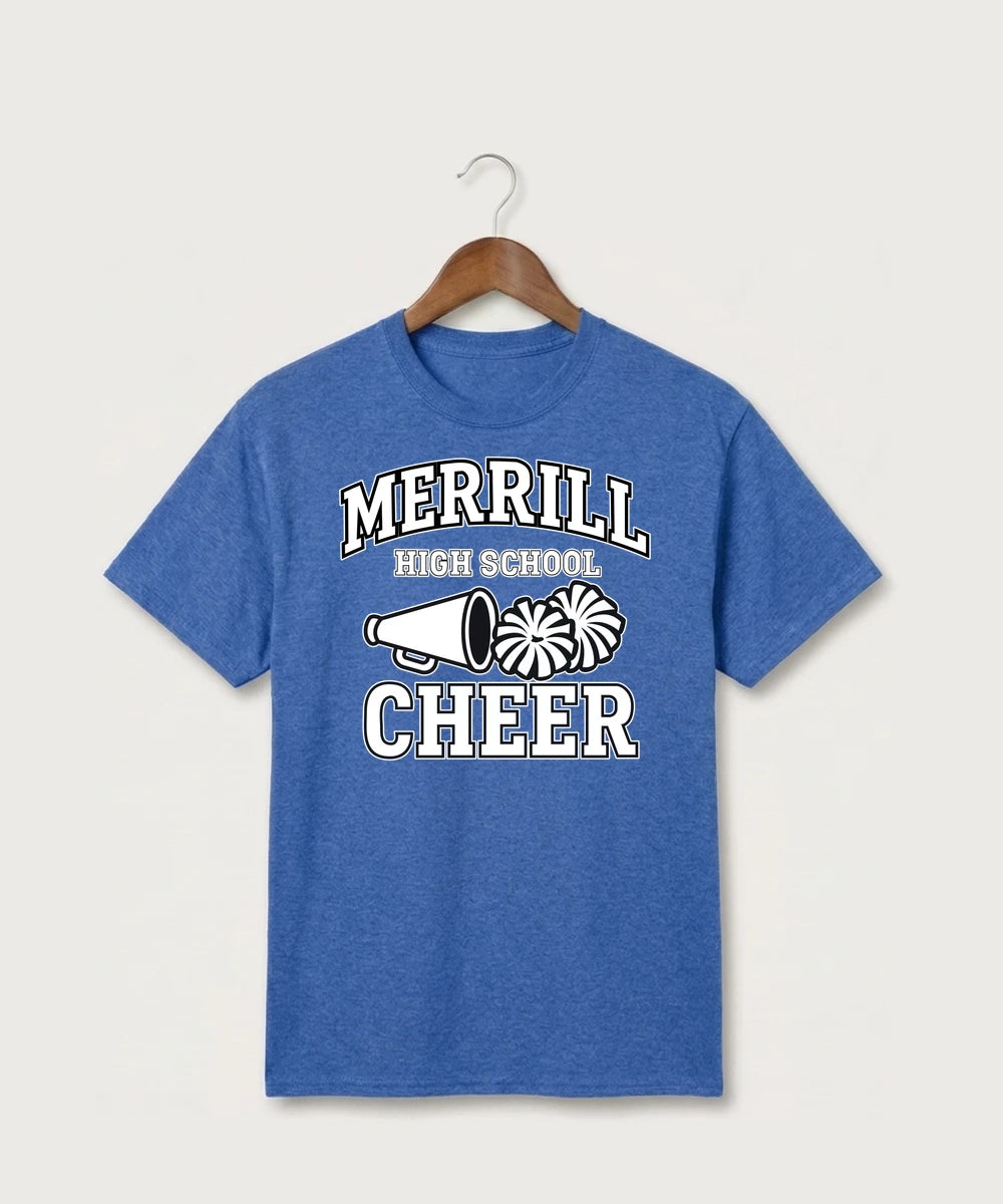 Merrill Dance and Cheer - Heather Royal Port & Co Core Cotton Tee. PC54