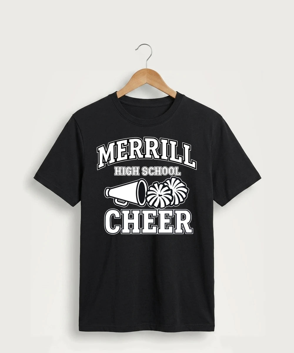 Merrill Dance and Cheer - Jet Black Port & Co Core Cotton Tee. PC54