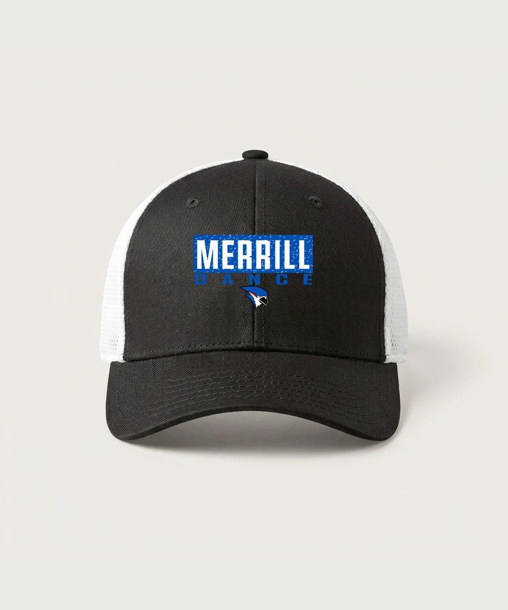 Merrill Dance and Cheer - Black/ White New Era - Stretch Mesh Cap. NE1020
