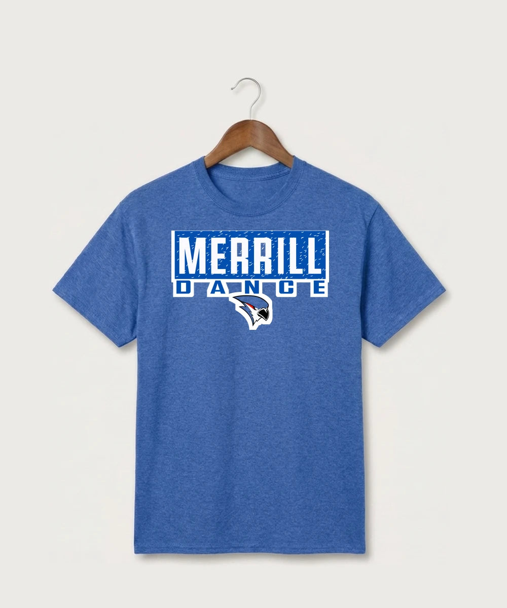 Merrill Dance and Cheer - Heather Royal Port & Co Core Cotton Tee. PC54