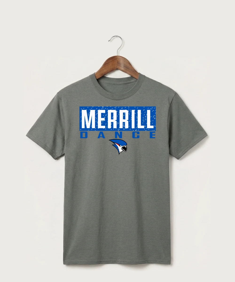 Merrill Dance and Cheer - Medium Grey Port & Co Core Cotton Tee. PC54