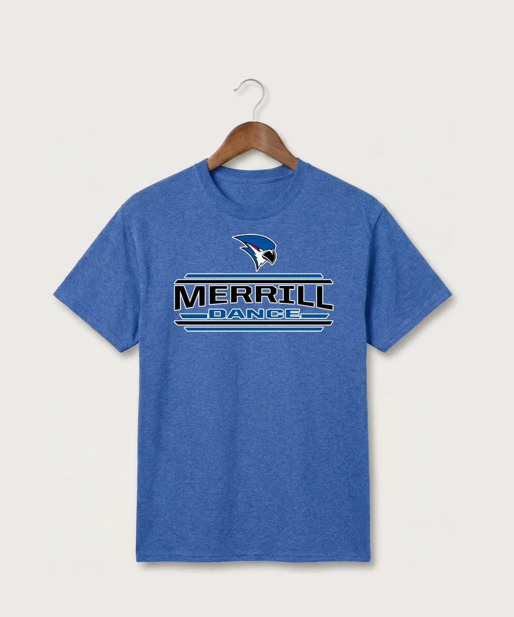 Merrill Dance and Cheer - Heather Royal Port & Co Core Cotton Tee. PC54