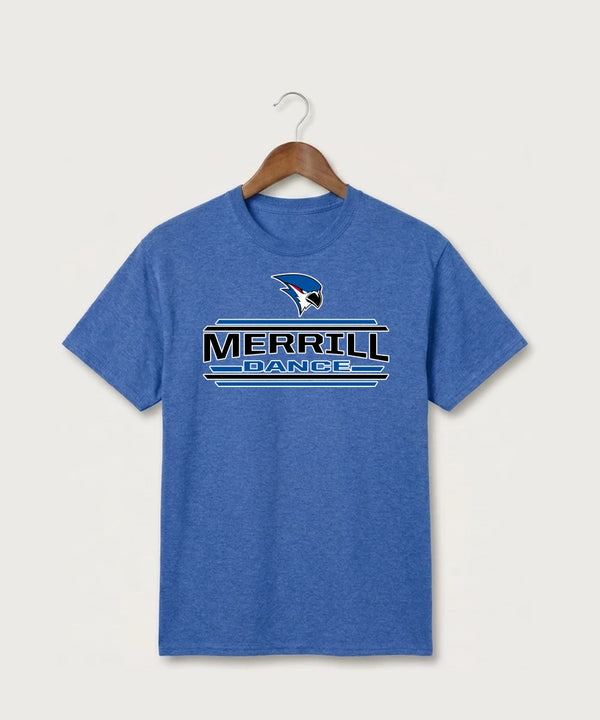 Merrill Dance and Cheer - Heather Royal Port & Co Core Cotton Tee. PC54
