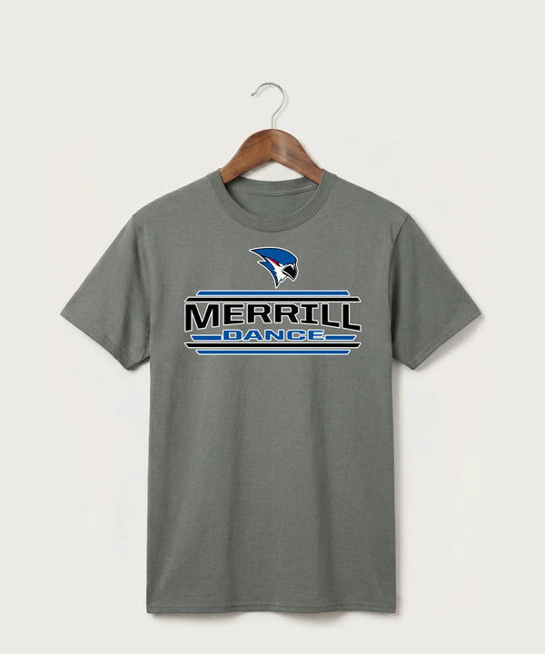 Merrill Dance and Cheer - Medium Grey Port & Co Core Cotton Tee. PC54