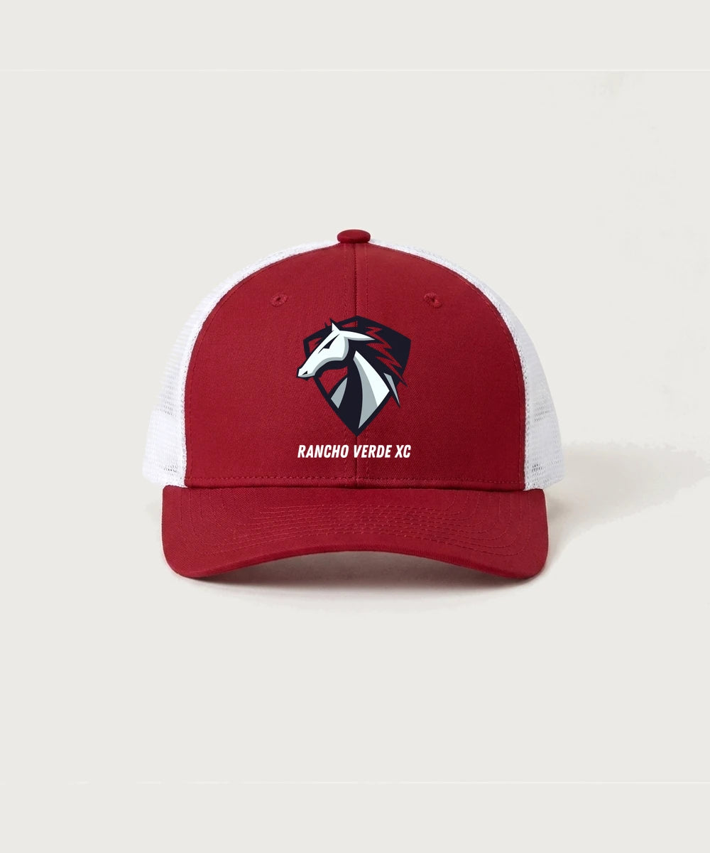 Rancho Verde XC - Deep Red/ White Sport-Tek Club Trucker Cap STC46
