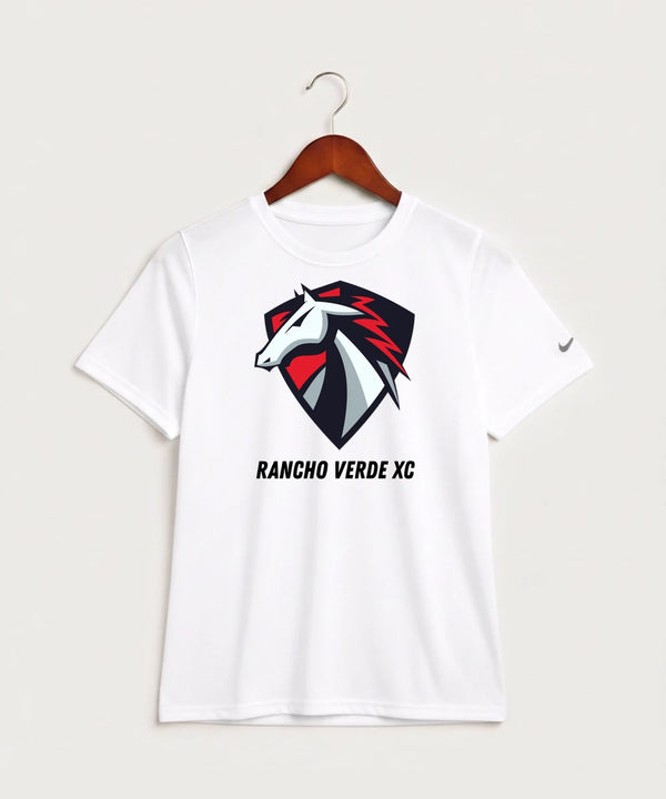Rancho Verde Cross Country - White Nike Youth Swoosh Sleeve rLegend Tee NKDX8787
