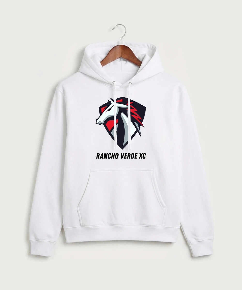 Rancho Verde XC - White Port & Co Core Fleece Pullover Hooded Sweatshirt. PC78H